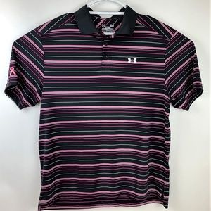 Under Armour HeatGear Polo, Black w/ Pink & White